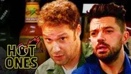 Seth Rogen and Dominic Cooper Suffer While Eating Spicy Wings still