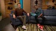 Kid Cudi Wears a Denim Shirt and Red Sneakers still