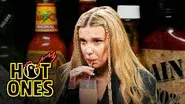 Millie Bobby Brown Needs a Milkshake While Eating Spicy Wings still