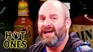 Tom Segura Tears Up While Eating Spicy Wings still