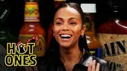 Zoe Saldaña Gets Scorched by Spicy Wings still