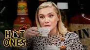 Florence Pugh Sweats from Her Eyebrows While Eating Spicy Wings still