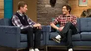 Andy Samberg Wears a Plaid Shirt & Glasses still