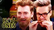Rhett & Link Hiccup Uncontrollably While Eating Spicy Wings still