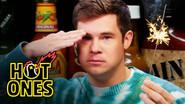 Adam Devine Gets Patriotic While Eating Spicy Wings still
