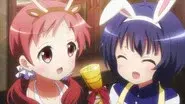 The Girl Dons a Red Coat and Drives a Team of Rabbits Across the Christmas Eve Night Sky still