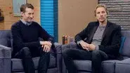Dax Shepard Wears a Heather Grey Shirt and Black Blazer still