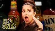 Salma Hayek Adopts Sean Evans While Eating Spicy Wings still